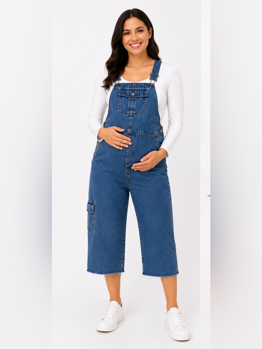 ⁠Duo Maternity Women Blue Denim Overalls Size S⁠mall